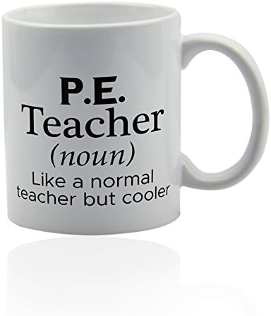ПЕС наставничка кригла за кафе или чај 11 мл. Наставници по физичко образование Смешна чаша за подароци за шега. Ви благодарам подароци за