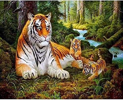 Сликарство по броеви за возрасни деца почетници платно DIY комплети за бои со четки за бои поставени цртаат уметност занает занаетчиски украс животински лав тигар т