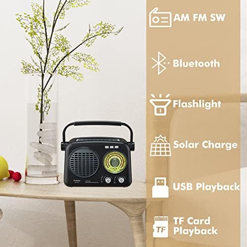 Gelielim AM FM радио со Bluetooth, преносни радија со кратки бранови со најдобар прием, гроздобер радио транзистор радио за полнење,