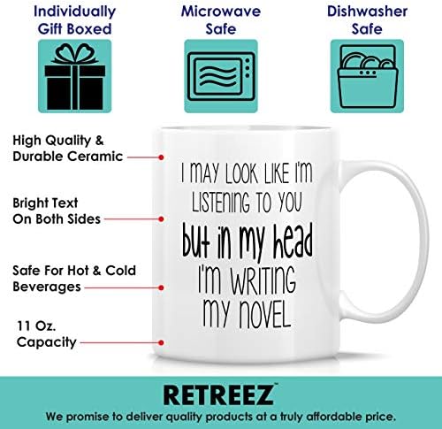 Смешна кригла Retreez - Во мојата глава пишувам романски писател авторски литературен чаши од керамичко кафе - смешни, саркастични, мотивациони,