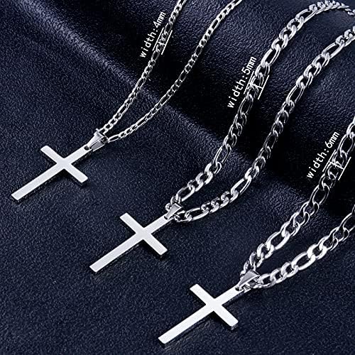 Captainsteel Cross ѓердан за мажи - Не'рѓосувачки челик сребрен/златен обичен вкрстен приврзок ѓердан Едноставни подароци за накит, 24 инчи
