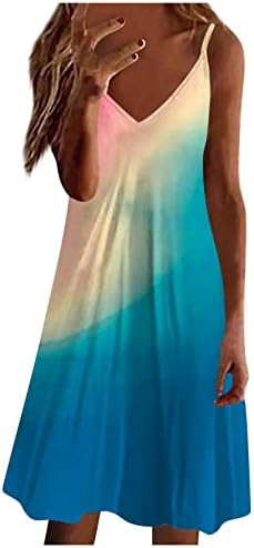 Велигденски фустан за жени 2023 лето секси секси ракави без ракави каиш V Миди Сонце плажа цветна облека за одмор
