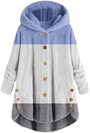 Женско зимско руно палто долго шерпа качулка пуловер нејасни јакни од џемпери од руно фустани топли врвови на туника