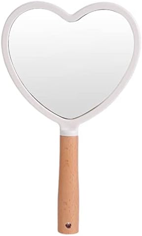 Iolmng 1pc шминка огледало Дрвена рачка рачна рачна форма на огледало на огледало на огледало на срцето (боја: а, големина
