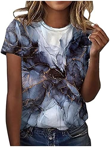 Маица за жени гроздобер графички кошули Исус уметнички крст печатење Туника маички кратки ракави обични врвни трендовски блузи маица
