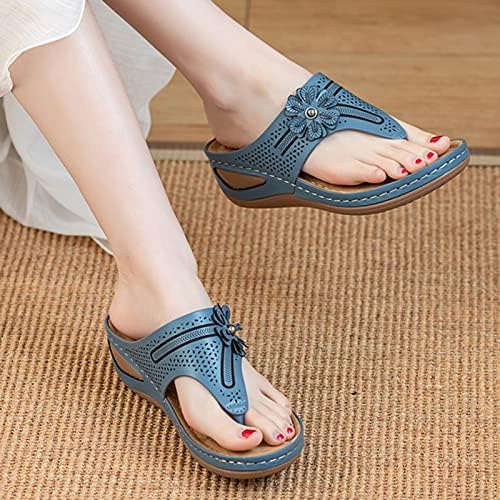 ГУФЕСФ слатки сандали за жени, жени обични затворени пети од пети лето шулење на чевли од винтиџ клинови сандали