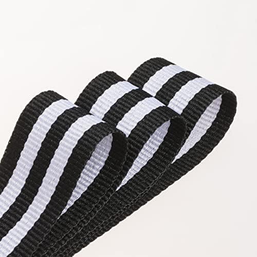 Јасео црно -бело шарена лента со лента, 24 јарди 1 инч со двојно соочен полиестерска лента занаетчиска лента за завиткување на подароци и украсување