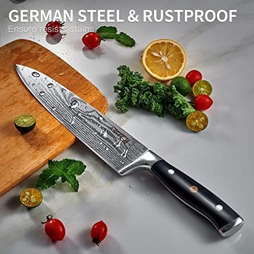 Топфил Готвач нож - 8 Инчен Кујнски Нож, германски Високојаглероден Нерѓосувачки Челик Остар Нож, Професионален Нож За Месо Соleономска