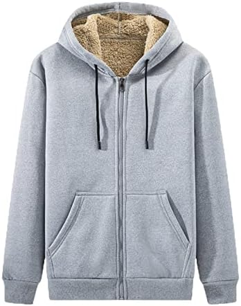 Luvlc zip up hoodie men, обичен стилски лесен фланел топли обични џемпери, јакни со аспиратор со долги ракави паѓаат на горниот капут