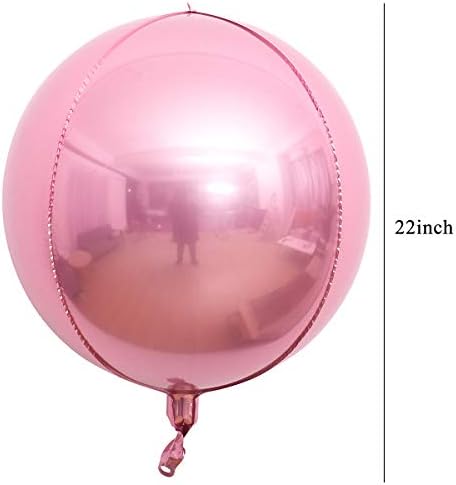 Лувие 6 Брои 22 инчи Розова Тркалезна Алуминиумска Фолија ВО Форма НА Сфера 4Д Балони Балони За Еднократна Употреба За Свадба Брак Роденден