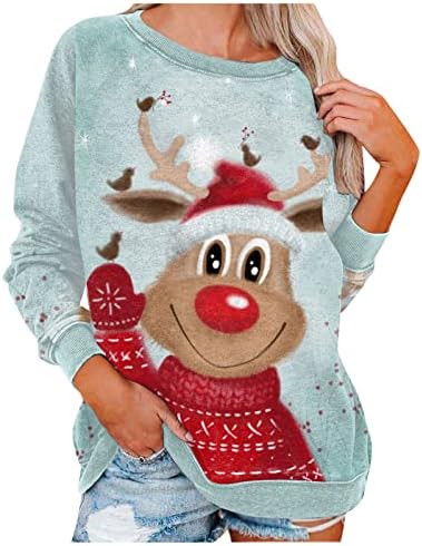 Падот на џемпери за жени, о-врат Божиќ, кој излегува на врвови за жени опуштени жени плус џемпери во големина