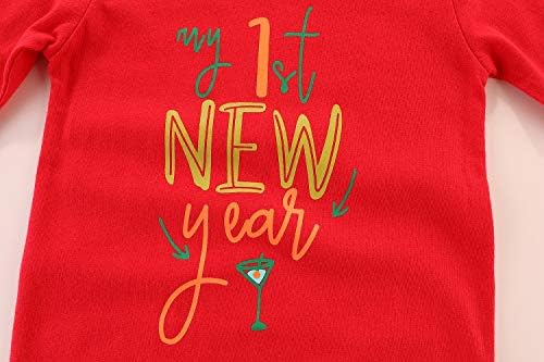 Мојата 1 -та нова година ромпер со долги ракави, црвен скок, новогодишно новороденче, новороденче, момче девојче облека