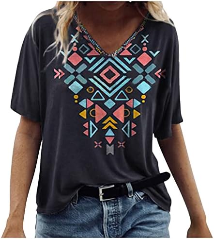 Akollsppnsy плус големина на врвови за туника за жени 2023 маица со кратки ракави од копачки маички лабави обични породилни кошули