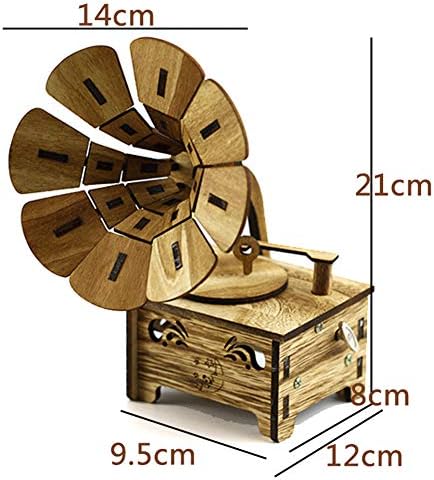 N / C креативен дрвен модел на фонограф, совршена, ретро музичка кутија, додатоци за музичка кутија погодни за дневна соба, трпезарија, спална