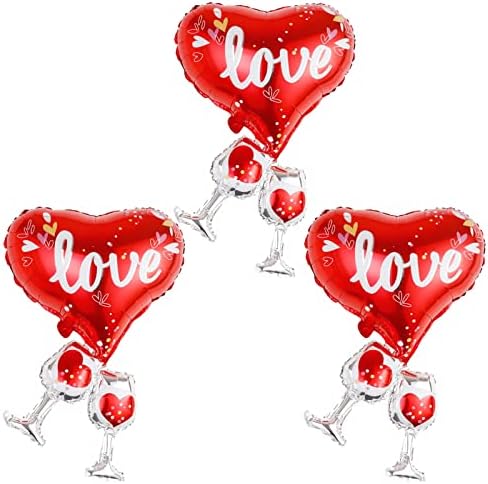 Mllxon Црвено Срце Балони, Валентин Ден Балони, Пехар Фолија Милар Балони Денот На Вљубените Свадба Ангажман Партија Декор 3 Парчиња
