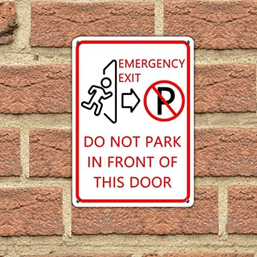 Предупредувачки Метален Знак Излез За Итни Случаи Не Паркирајте Пред Оваа Врата Надворешен Калај Метален Знак Отпорност На Избледување Издржлив