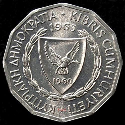 Кипар 1 мил Монета 1963 ПОЛИГОНАЛНА Алуминиумска Монета УНЦ