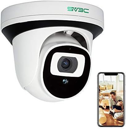SV3C POE Dome Camera Security POE IP камера затворен отворен 1080p со HD ноќно гледање, откривање на човечко движење, двонасочен аудио, рекорд
