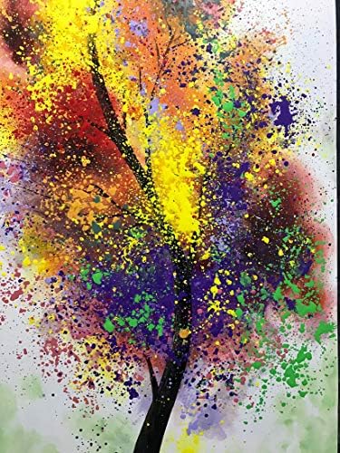 Boiee Art, 24x48Inch рачно обоени шарени апстрактни среќни дрвја масло слики вертикално современо уметничко дрво дрво на живот wallидно