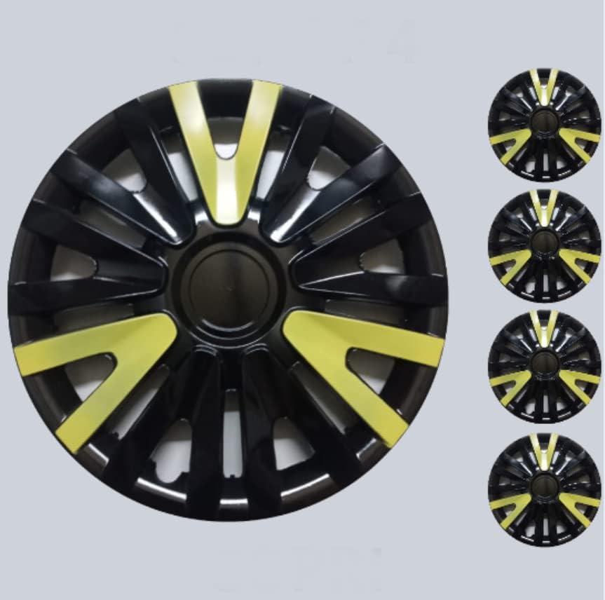 Копри сет од покривка од 4 тркала од 13 инчи црно-жолти Hubcap Snap-on одговара на Алфа Ромео