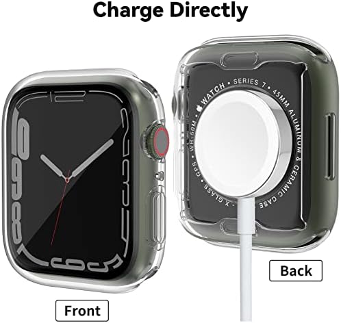 Hooglny Case компатибилен за Apple Watch Series 7 41mm, тенок мек TPU околу заштитниот заштитен заштитник на екранот за заштитни обвивки