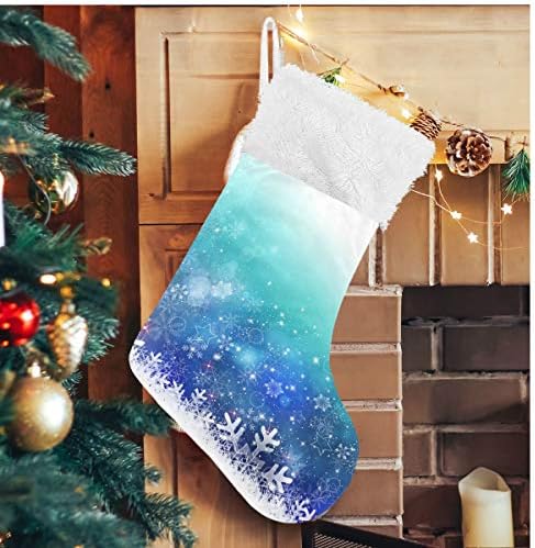 Алаза Божиќни чорапи снег Божиќ класичен персонализирани големи декорации за порибување за семејни сезонски празници Декор 1 пакет, 17,7 “
