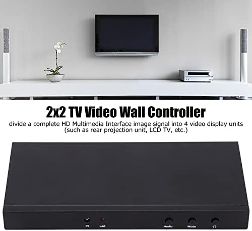 Shanrya 2x2 HD Мултимедијален интерфејс Сплитер, AC100-240V 920X1080P 60Hz 24/30/50/60Hz 2x2 ТВ wallид контролер за видео