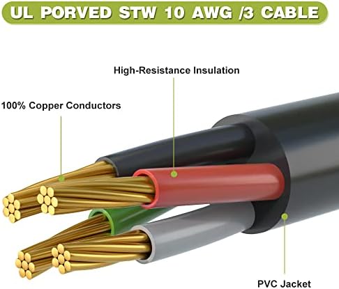 AOWEITOUR 50FT 50 AMP RV Extension Coder, NEMA 14-50P до NEMA 14-50R кабел за продолжување на напојувањето, со рачка, тешка