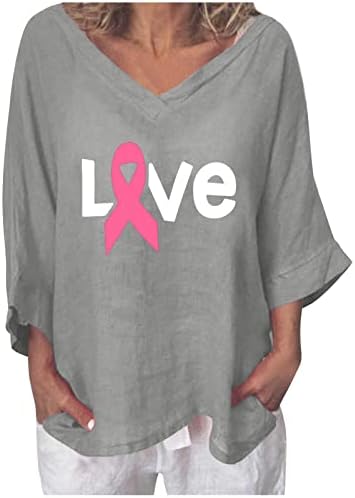 Салон маица дама есен лето лето 3/4 ракав против вратот графички капри за рак на дојка Терен маичка за девојчиња CE