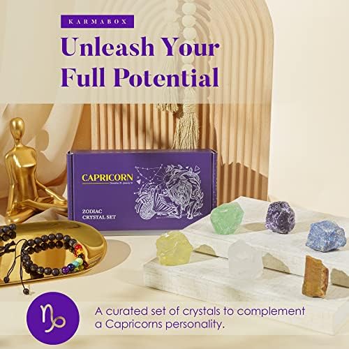Karmabox Бик подароци за жени - сет на кристал Бик - Тамбиран хороскопски кристали и лековити камења - Зодијак роденденски подароци - подароци