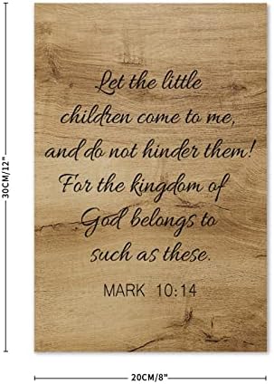 Ретро рустикален стил дрвени знаци за состаноци Декор Библијата стих Нека ми доаѓаат малите деца