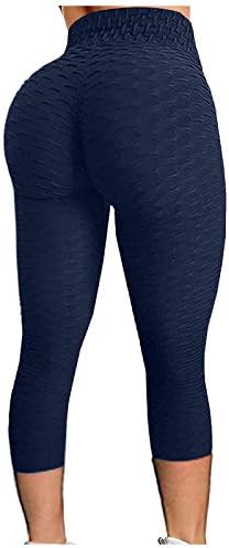 Honprad плус големина на тренингот хеланки со џебови со високи половини за кревање на колкот фитнес женски меурчиња што трчаат по јога