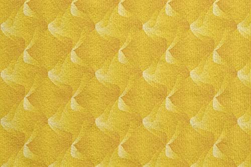 Ambesonne жолт јога мат пешкир, апстрактна дизајн засенчени линии за криви и вртечки мотиви модели Монохроматски принт, не-лизгање на потта