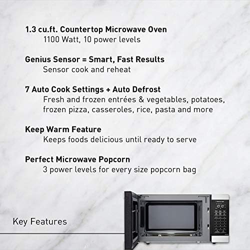 Panasonic NN-SU66LS 1100W со генијален сензор готвач и автоматско одмрзнување на микробранова печка, 1,3 кубни фунти, не'рѓосувачки челик