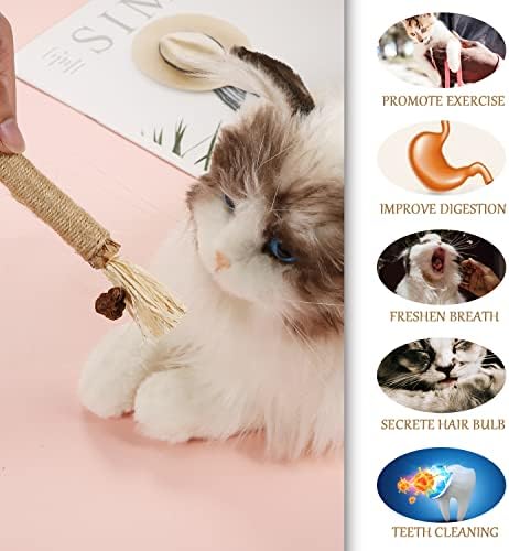 КИНБОМ 4 парчиња Играчки За Џвакање Мачки Природен Сребрена Мачка Стоматолошки Стапчиња За Џвакање Чистење Заби Џвакање Играчки Од Коча