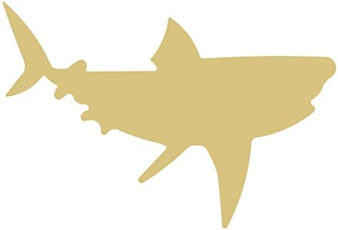 Ајкула Исечок Недовршени Дрво Наутички Декор Океан Плажа Куќа Закачалка Мдф Во Облик На Платно Стил 3