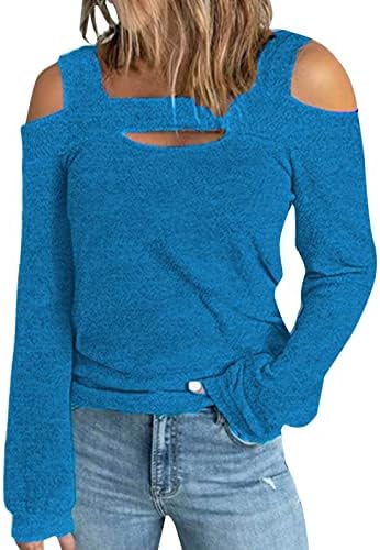 Grge beuu жени солидна боја плетени џемпери случајни долги ракави ладно рамо пулвер кошули тунични врвови џемпери џемпери за џемпери