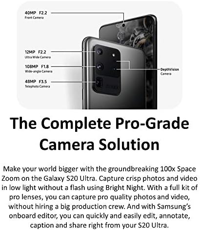 Samsung Galaxy S20 Ultra 5G 6,9 AMOLED 2x, Snapdragon 865, 108MP квад -камера, глобална 5G VoLTE AT & T отклучена G988U