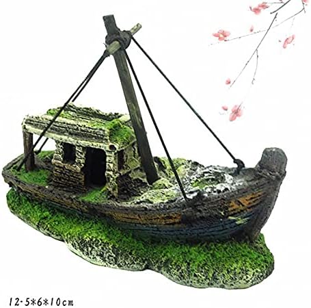 Декорација на брод со смола од смола Аквариум резервоар за риба пејзаж пиратски брод рук аквариум додатоци и декорација на домови
