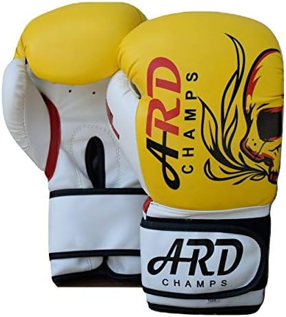 АРД -ЧАМПСКИ боксерски ракавици Уметнички тренинг за кожа на кожа, спаринг кикбокс ММА Борба - жолта