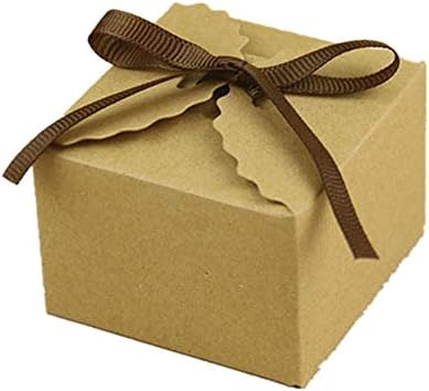 Нова Кутија За Бонбони Од Брановидна Хартија Ли Крафт, Гроздобер Кутија За Бонбони САМ,Свадбени Материјали,2.56×2.56×1.77,50 парчиња