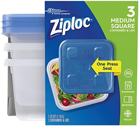 Ziploc® Пластичен Контејнер За Складирање Храна, Јасен, Пакет Од 3