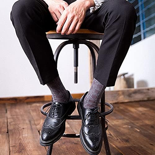 N/N/A Зимски чисти памучни карирани плус плус големина деловни чорапи со големина со 5 пар 41-46