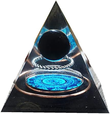 Опсидијан кристална сфера оргонитна пирамида со позитивна алатка за медитација на пирамид за лекување на пирамиди на Reiki Energy Orgone