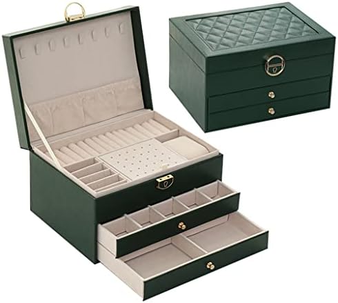 Кутија за накит YFQHDD со часовници со перница 3-слој со голем капацитет накит за накит Организатор за обетки за складирање на накит