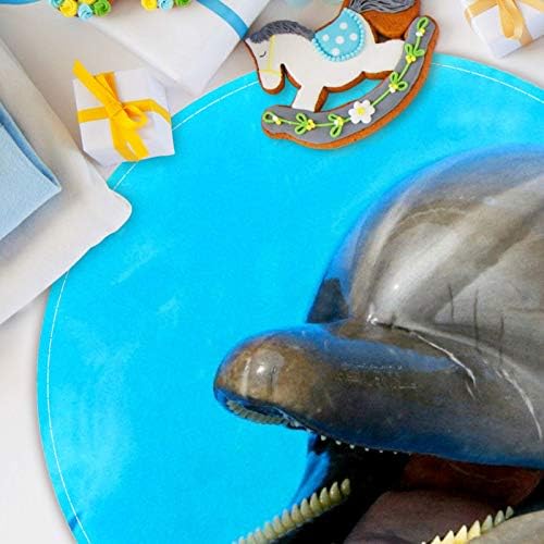 Heoeh Dolphin отворена уста, не -лизгачки врата 15,7 тркалезна површина теписи килими за деца спална соба бебе соба игра соба расадник