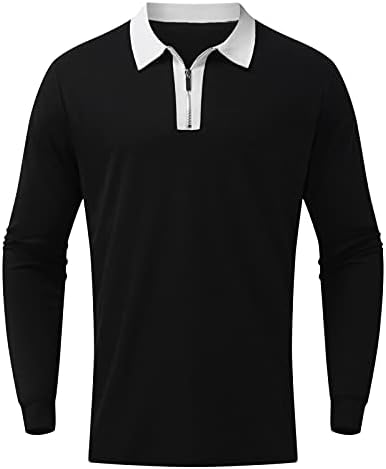 Xxbr zipper polo кошули за мажи, крпеница од јака со долги ракави маички деловни деловни врвови за работа облечени обични кошули за тато