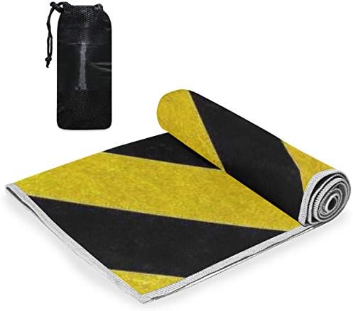 VOOVC жолта црна лента за микрофибер плажа - лесен, брз сув ， пакувачки лесен за носење крпи за теретана, базен, камп, патување, јога