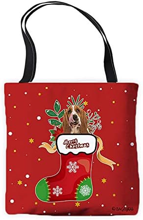Bageyou Божиќна торба за кучиња Прекрасна басет задигнување во Божиќно порибување