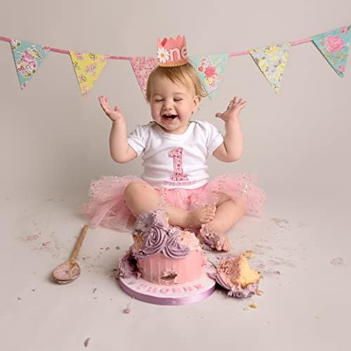 Дејзи Прв роденден капа - бебе девојче роденден розова круна, украсен декор за роденден